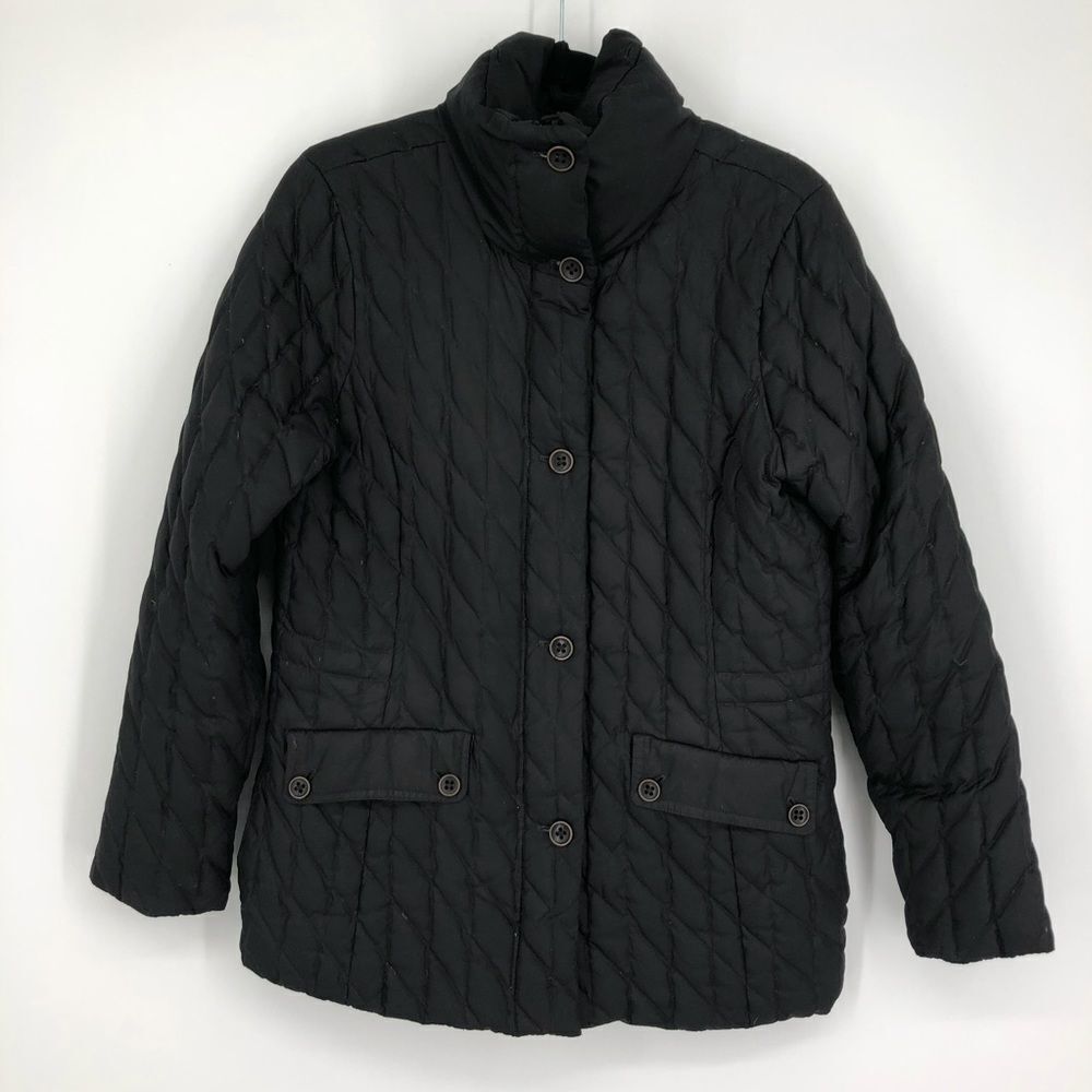 EDDIE BAUER Goose Down Black Quilted Coat‎